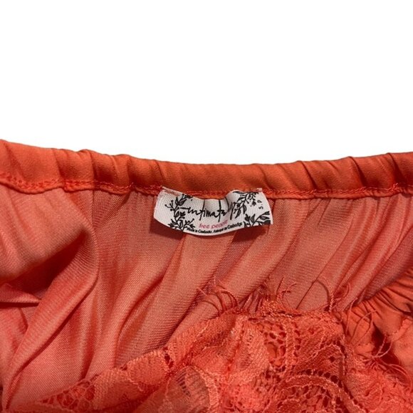 Intimately Free People bodysuit women's S Orange Lace scalloped edge halter neck - Picture 3 of 7